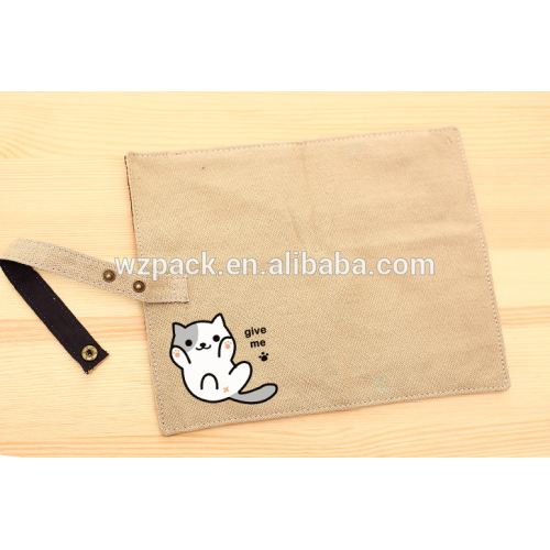 2016 OEM Cute Striped Student Canvas Pen Pencil Case Holder Pouch Stationery Bag